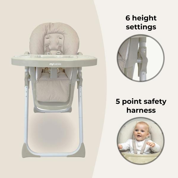 My Babiie MBHC8 Premium Highchair - Billie Faiers Oatmeal Herringbone
