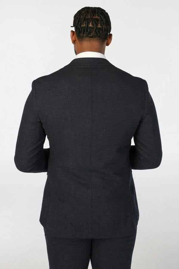 Infinity Leather Men's Navy Blue Wool Blend Tweed Formal Suit
