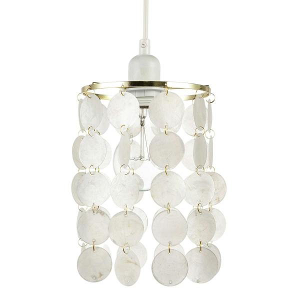 Pendant Light Shade with Cascading Natural Capiz Style Shell Discs Image 4