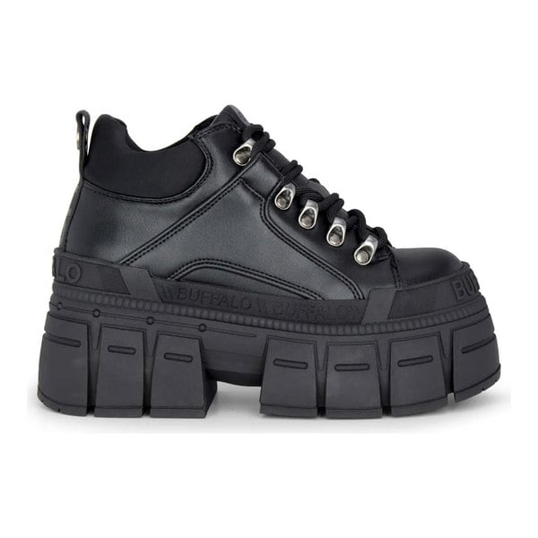 Buffalo GOSPHER HIKE LO - Women’s Black Platform Chunky Ankle Boots