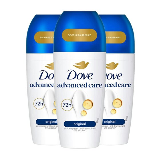 Dove Original Roll On Anti-Perspirant Long Lasting Fragrance 72H, 3x50ml