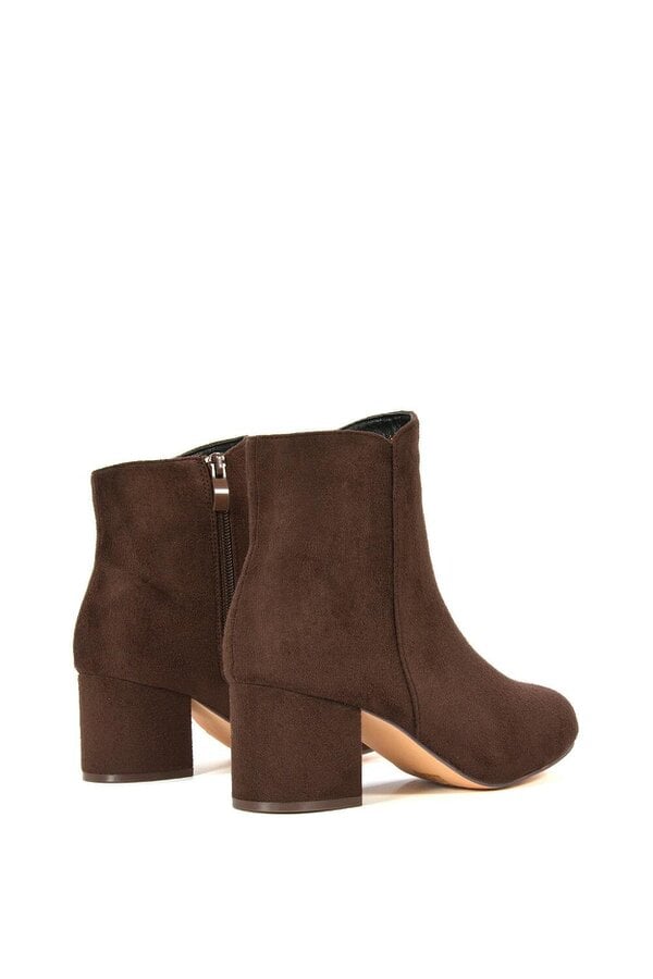 XY LONDON Mid Block Heel Zip Up Ankle Boots