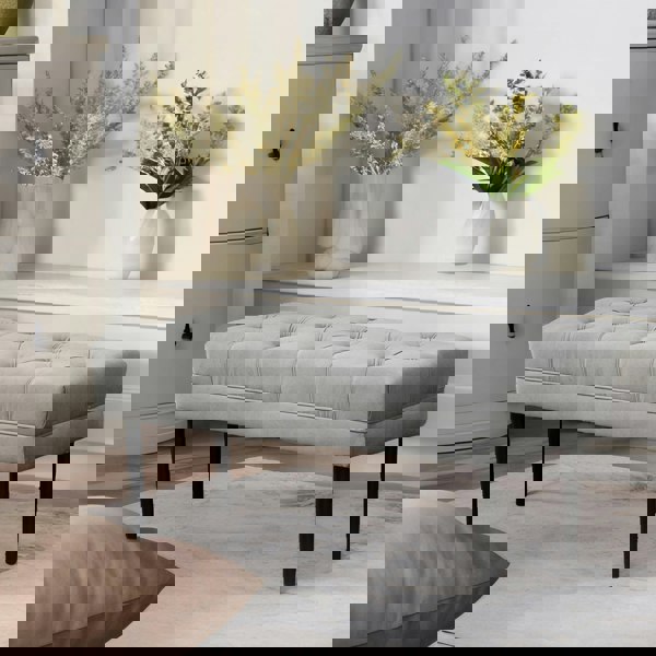 Rafaelo Mobilia Tufted Velvet Bed End Window Accent Seat Grey