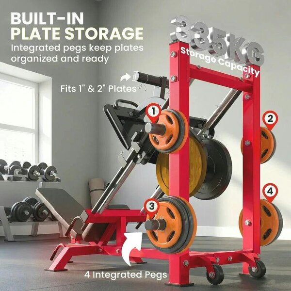 Leg Press Machine with Wheels and Calf Block, Adjustable Squat Machine for Home Gym, 455KG Capacity