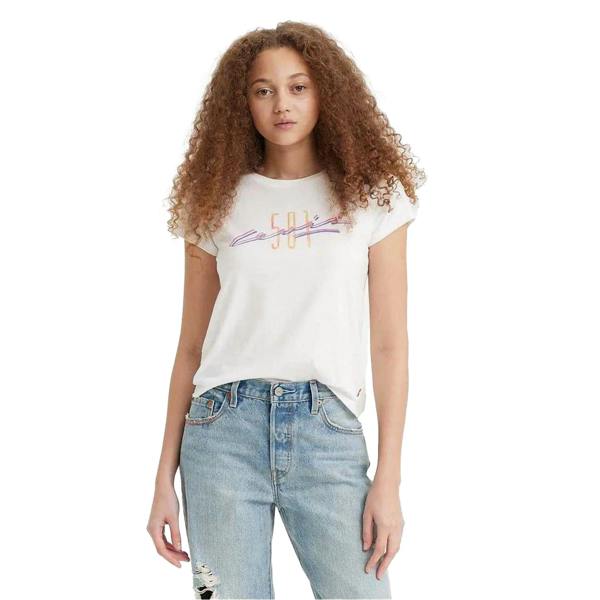 Levis Womens/Ladies 501 Graphic Print Cotton T-Shirt - White - 