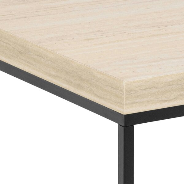 Wyld Haus Hazelmere Travertine Coffee Table Black Metal Legs