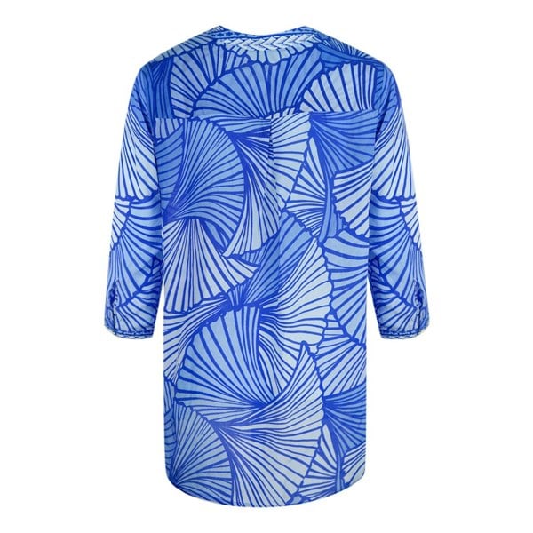 Inoa Exuma Blue 1202119 Long Sleeve Milano V Neck Blouse - Blue