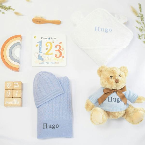 The Baby Gifting Company Ultimate Luxury Cashmere Gift Set in Cornflower Blue