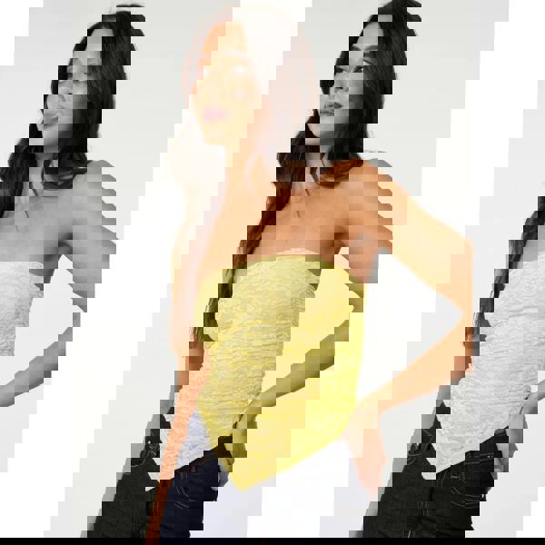 Pink Vanilla Bandeau Ruched Side Lace Top