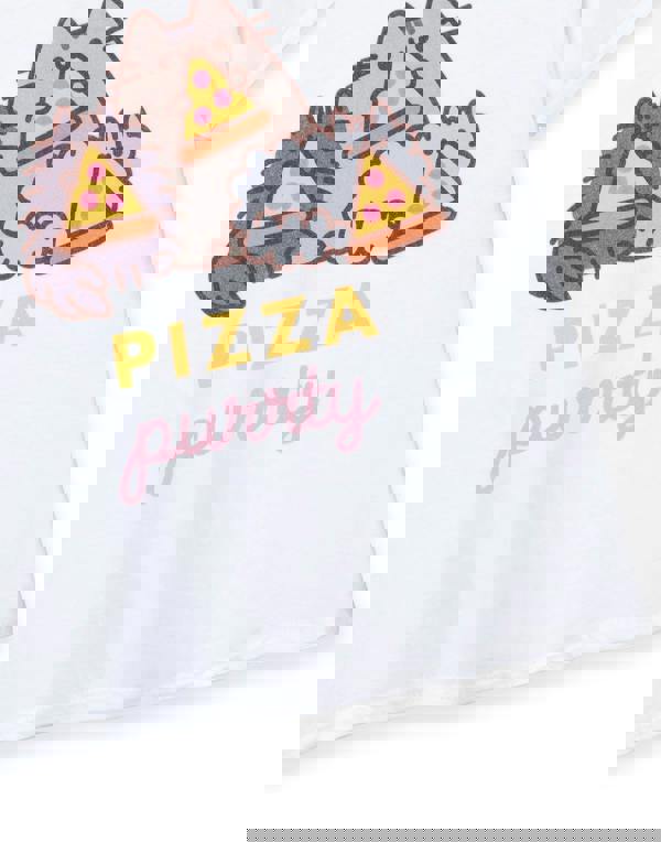 Pusheen Girls White Pizza Purrty Short Sleeved T-Shirt