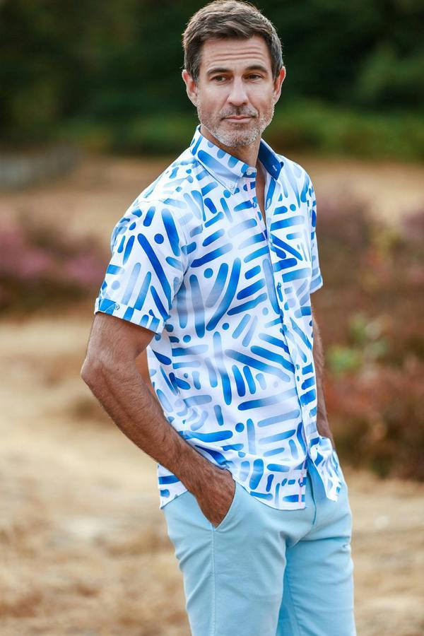 Claudio Lugli Bold Brushstroke Print Short Sleeve Shirt