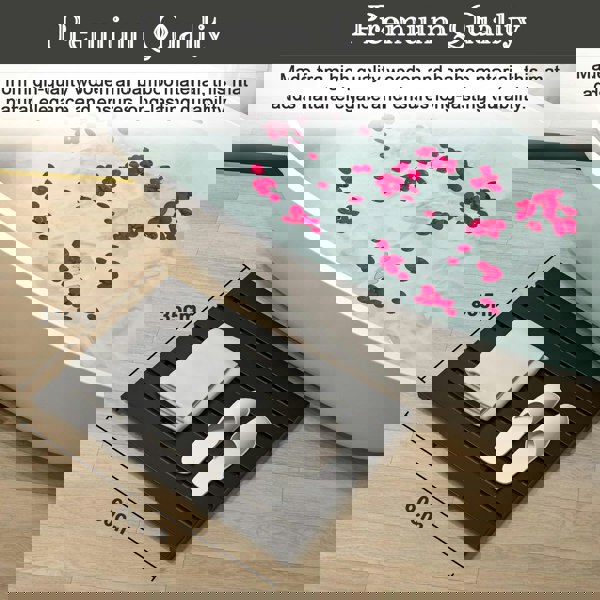 MANTRARAJ Bamboo Bathroom Bath Mat 60x35cm Non-Slip Feet Ideal for Home, Hotels, Spa, Indoor & Outdoor Black