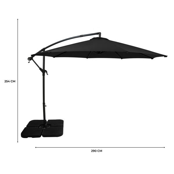 Jardi Cantilever Parasol 3m With Square Base – Black