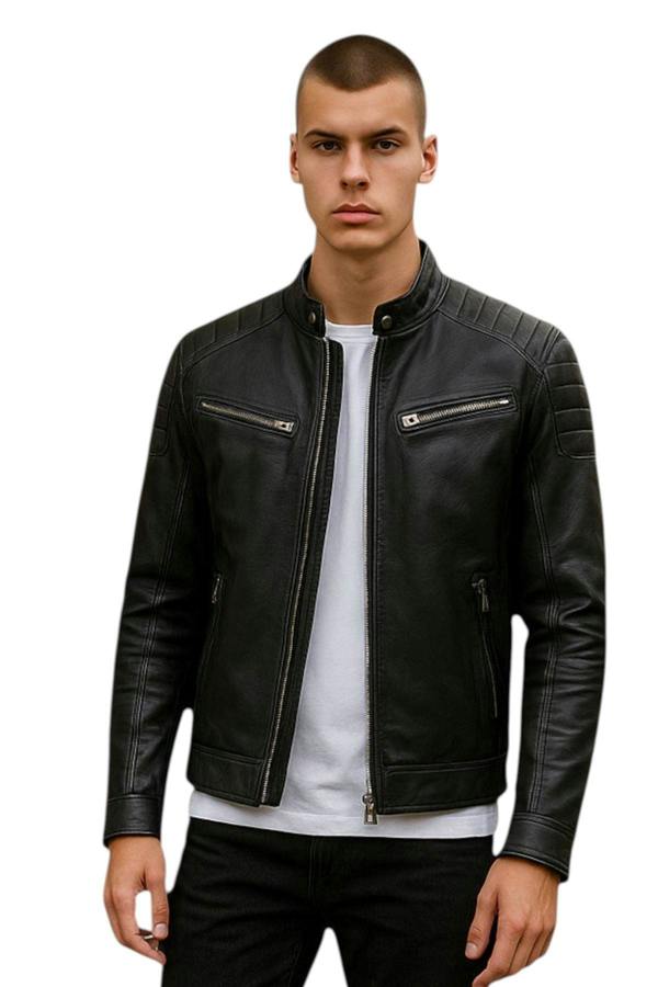 Infinity Leather Men's Modern Classic Leather Quilted Biker Jacket - Derry