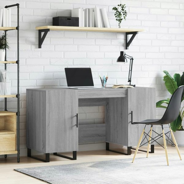Berkfield Desk Grey Sonoma 140x50x75 cm Engineered Wood