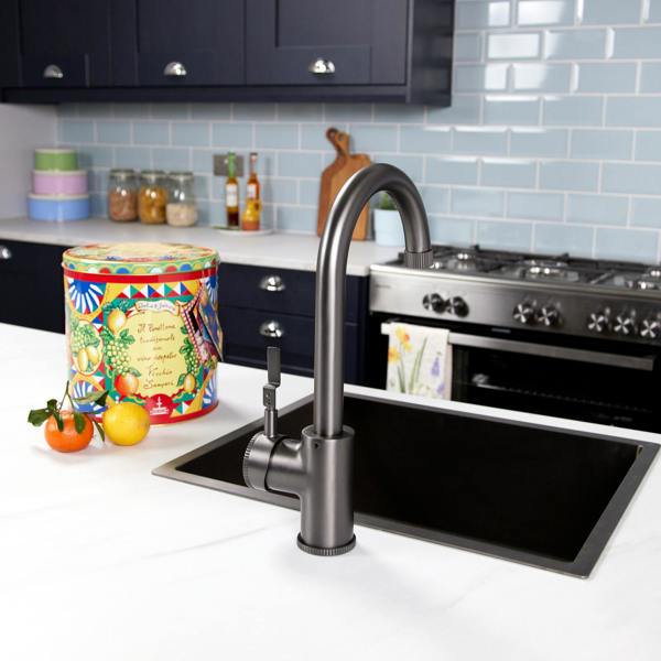 Flode kraft Solo | Industrial Style Single Lever 3 in 1 Instant Boiling Tap | Gun Metal Finish