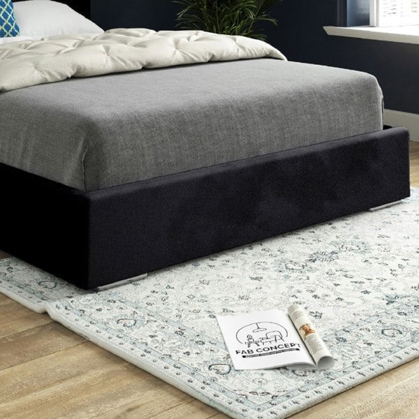 Casa Magna Alma Upholstered Soft Velvet Bed Frame - Black