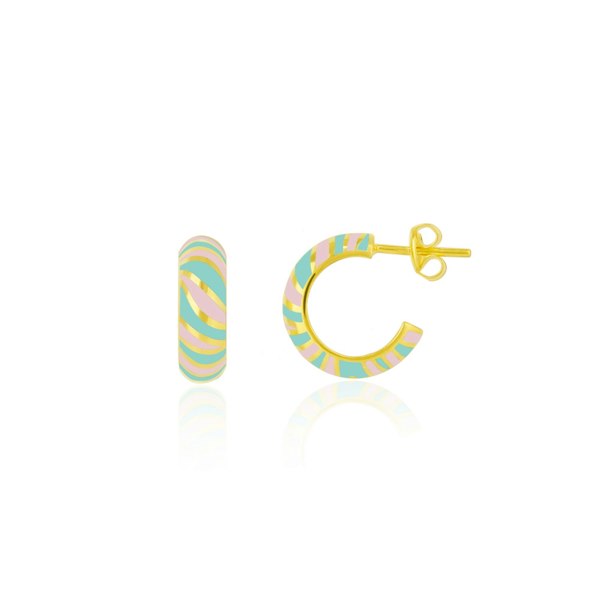 Spero London Enamel Pastel Color Rainbow Sterling Silver Chunky Earrings