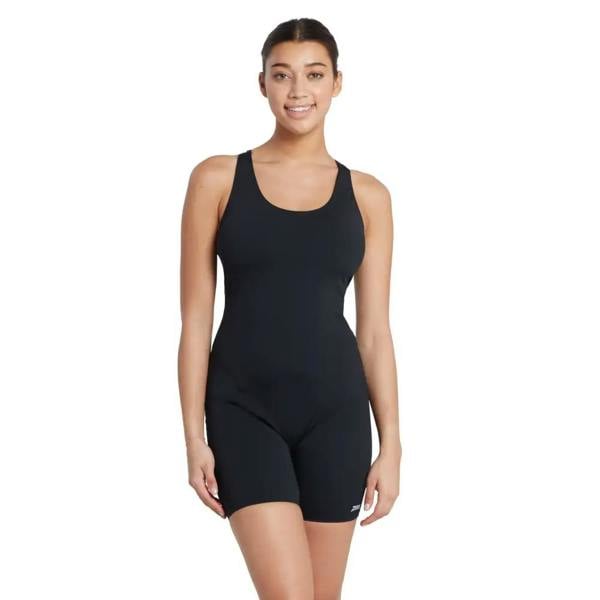 Black Zoggs Cottesloe Legsuit with racerback and short leg height