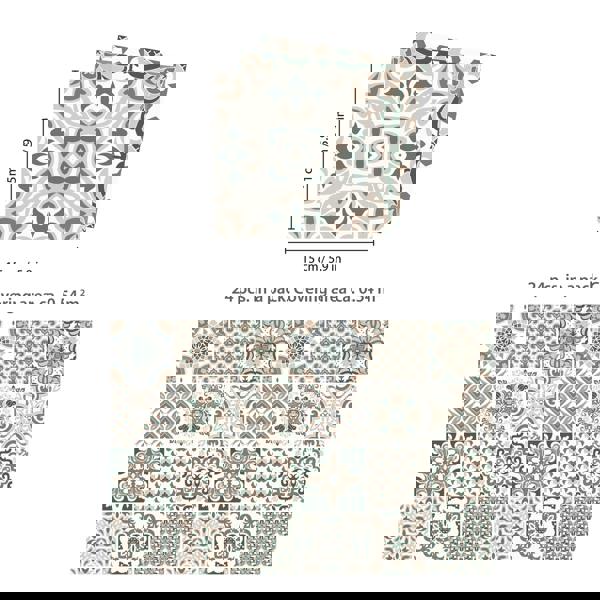 WALPLUS WT1598 - Vintage Victorian Wall Tile Stickers - 15 cm x 15 cm - 24 pcs