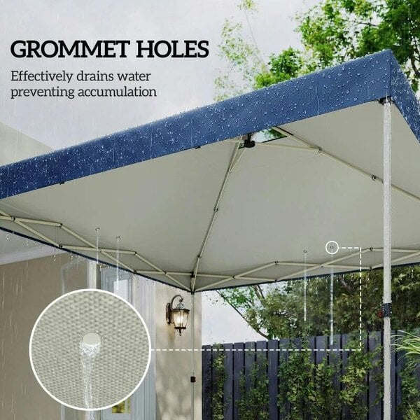 Gazebo Roof Replacement UV50+ Waterproof Pop Up Canopy Cover with 8 Drainage Holes 3 x 3 m Blue