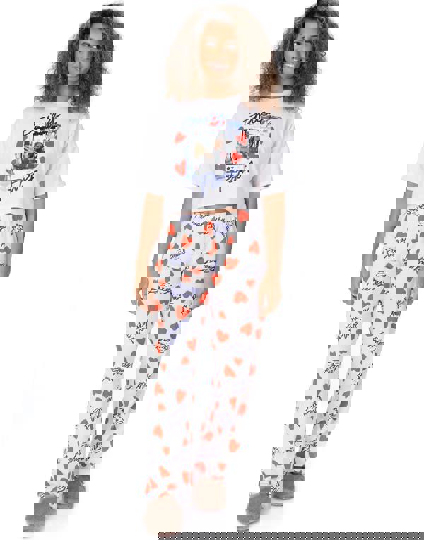 Emily In Paris Womens Multicoloured All-Over Print Short Sleeve Long Leg Pyjama Set