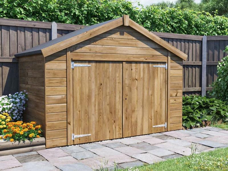 Dunster House Bike Shed W2.4m x D1.2m / W8' x D4', Fully Pressure Treated, Superfelt Overlord Modular