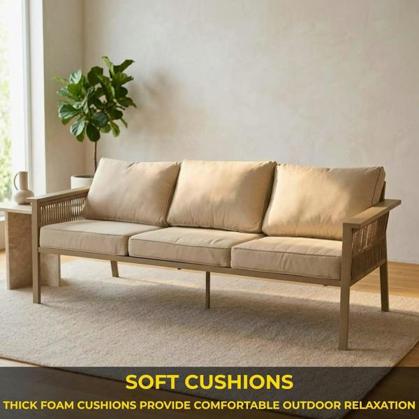 Shatchi Luxury Outdoor Aluminium Sofa Set - Modern Garden Furniture with Coffee Table