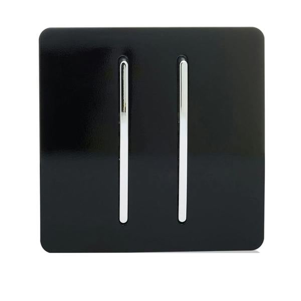 Trendi Switch 2 Gang Retractive Home Automation Switch in Piano Black