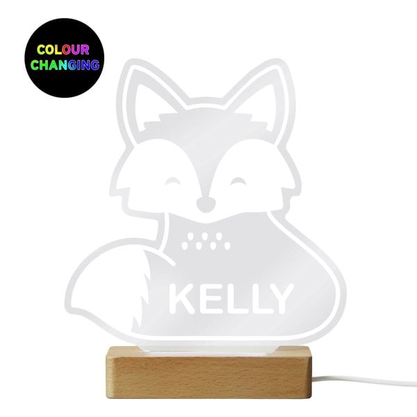 Personalised Memento Company Fox Wooden Based LED Light