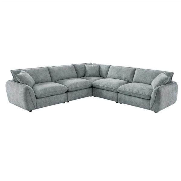 Furnishings For Less Berti Fabric Beige Grey L Shaped 5 Seater Corner Sofa