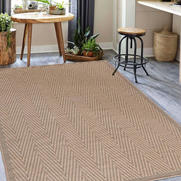 Beige Jute-Look Washable Rugs | Stylish & Easy-Clean