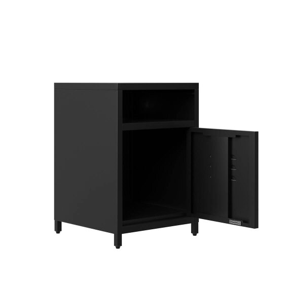 Wyld Haus Sassafras Industrial Black Metal Bedside Table 1 Door