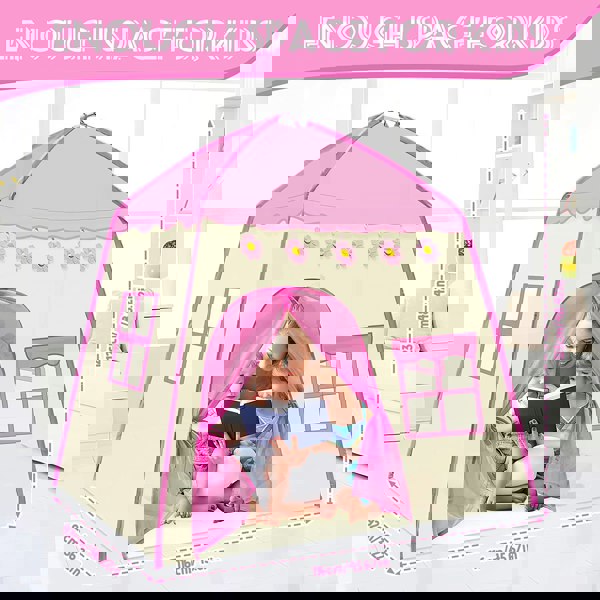 deAO Toys Girls’ Castle Tent Indoor & Outdoor Toddler Playhouse, Fairy-Themed, Oxford Fabric, Pink. Fun Gift for Girls & Boys