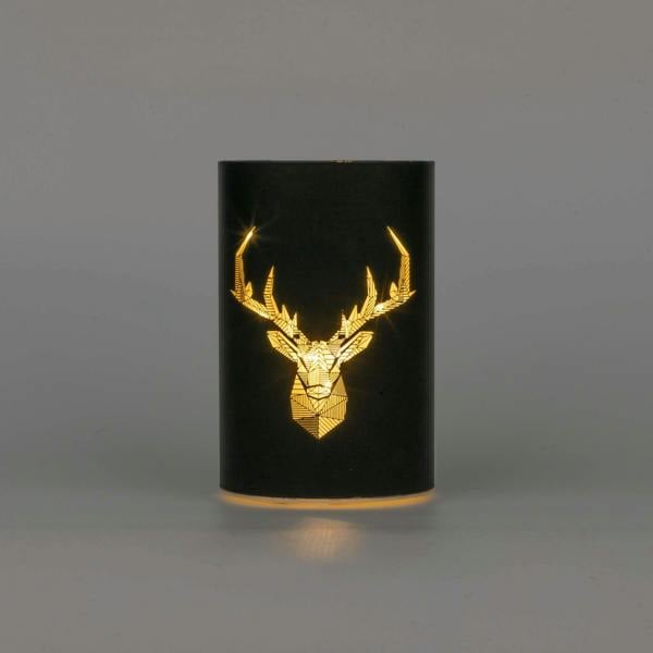 17cm Christmas Decorated Glass Vase LED Table Lamp with Stags Head Festive Scene image 1