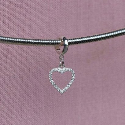 Mylee London Crystal Heart Pendant Charm - Sterling Silver
