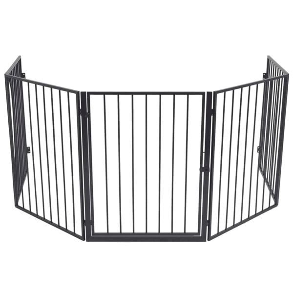 Berkfield Fireplace Fence for Pets Black Steel