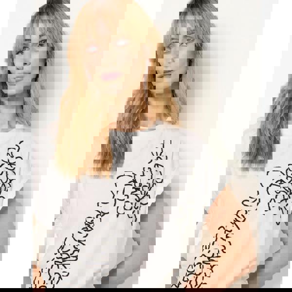 Blue Vanilla T-Shirt With Floral Embroidery