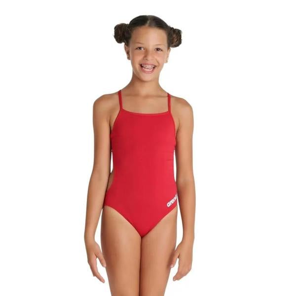 Arena Girls Team maxlife eco solid swimsuit in red with logo