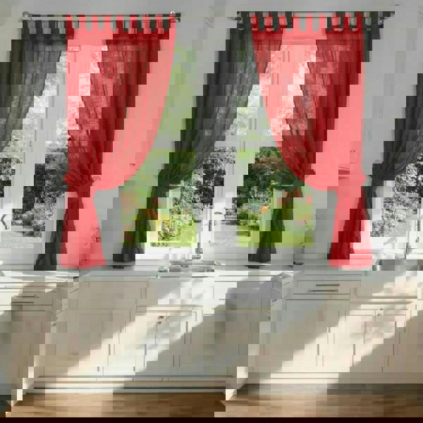 Luxury Living Voile Tab Top Curtain Pair with Crystal Tie Backs Sheer Window Panels