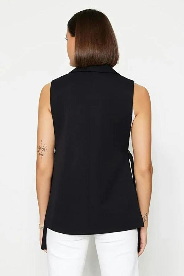 WOVCOR Oversize Lined Woven Vest with Side Tie Detail