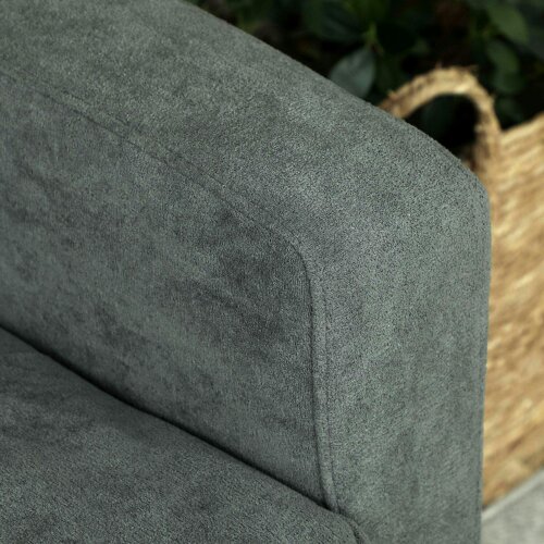 Wyld Haus Pafa Dark Grey Velvet  Upholstered 2 Seater Sofa Natural Wooden Legs