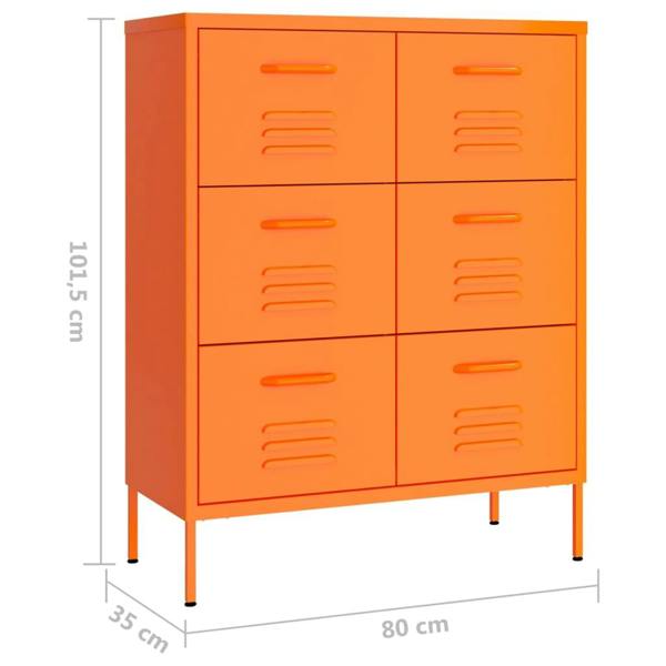 Berkfield Drawer Cabinet Orange 80x35x101.5 cm Steel