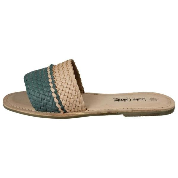 Leather Collection Ladies Leather Collection Casual Open Toe Summer Mule
