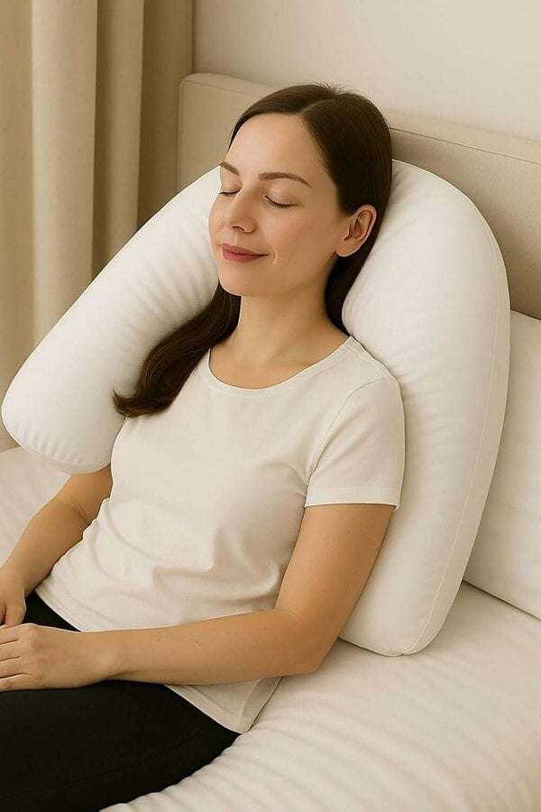 Night Zone Easy Care Polycotton V Shaped Pillow – Orthopaedic Support Pillow with Case or Cover Only - White - Cover Only