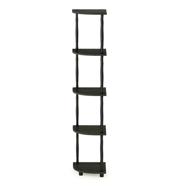 WALPLUS Turn-N-Tube 5 Tier Corner Display Rack Multipurpose Shelving Unit with Classic Tubes, Espresso/Black perfect for organized storage and display