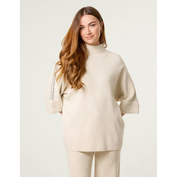 Blue Vanilla Square High Neck Rhinestone Jumper