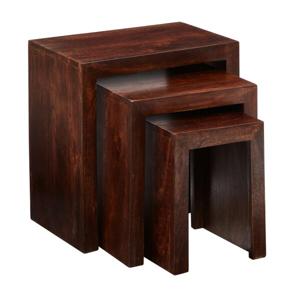 Wyld Haus Set of 3 Phuket Dark Mango Wood Nesting Tables