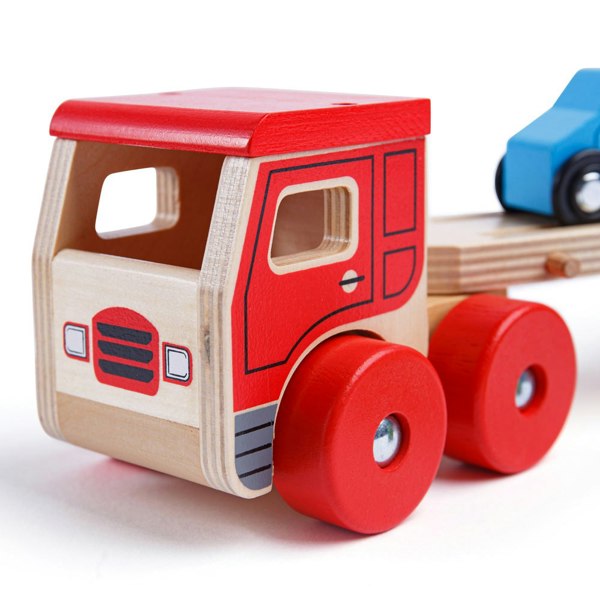 Bigjigs Toys Wooden Transporter Lorry With 4 Cars