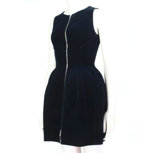 Alaia luxurious fit & flare dress in midnight blue velvet